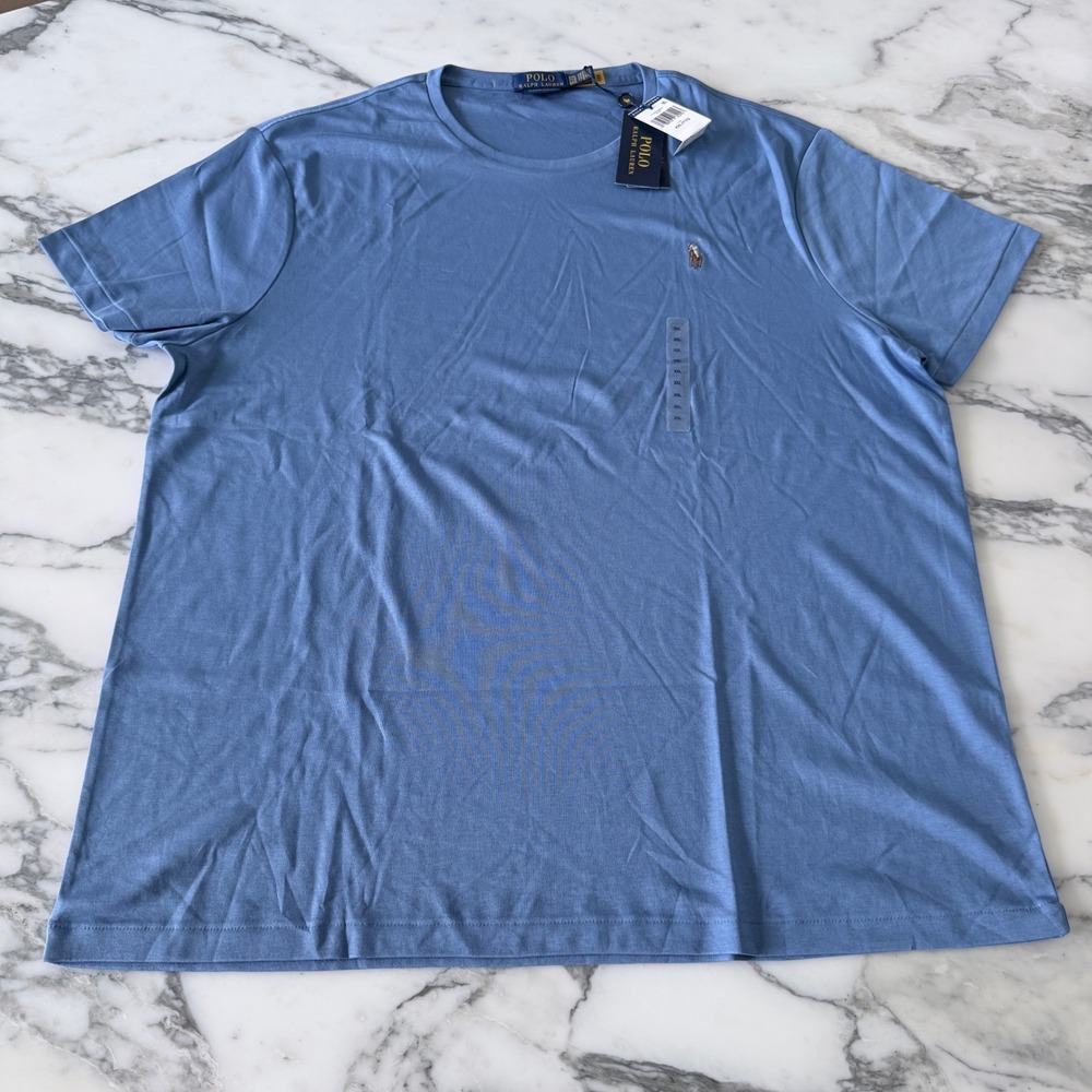 Polo Ralph Lauren Mens Custom Slim Fit Blue Cotton T-Shirt XXL NWT